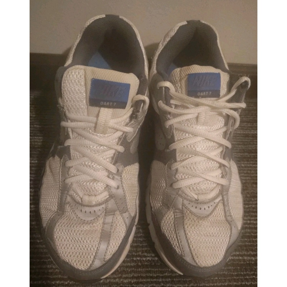 Nike Dart 7 Mens White Silver Blue Running Shoes 354557-141 VTG 2009 Size‎ 9.5